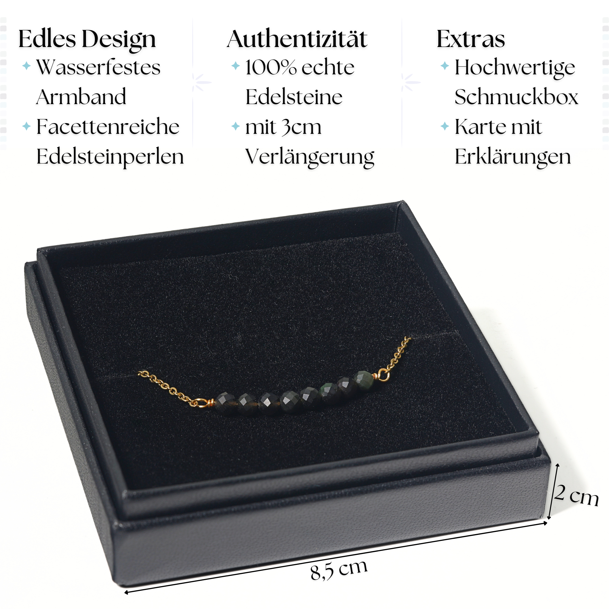 8 Perlen Edelstein Armbänder